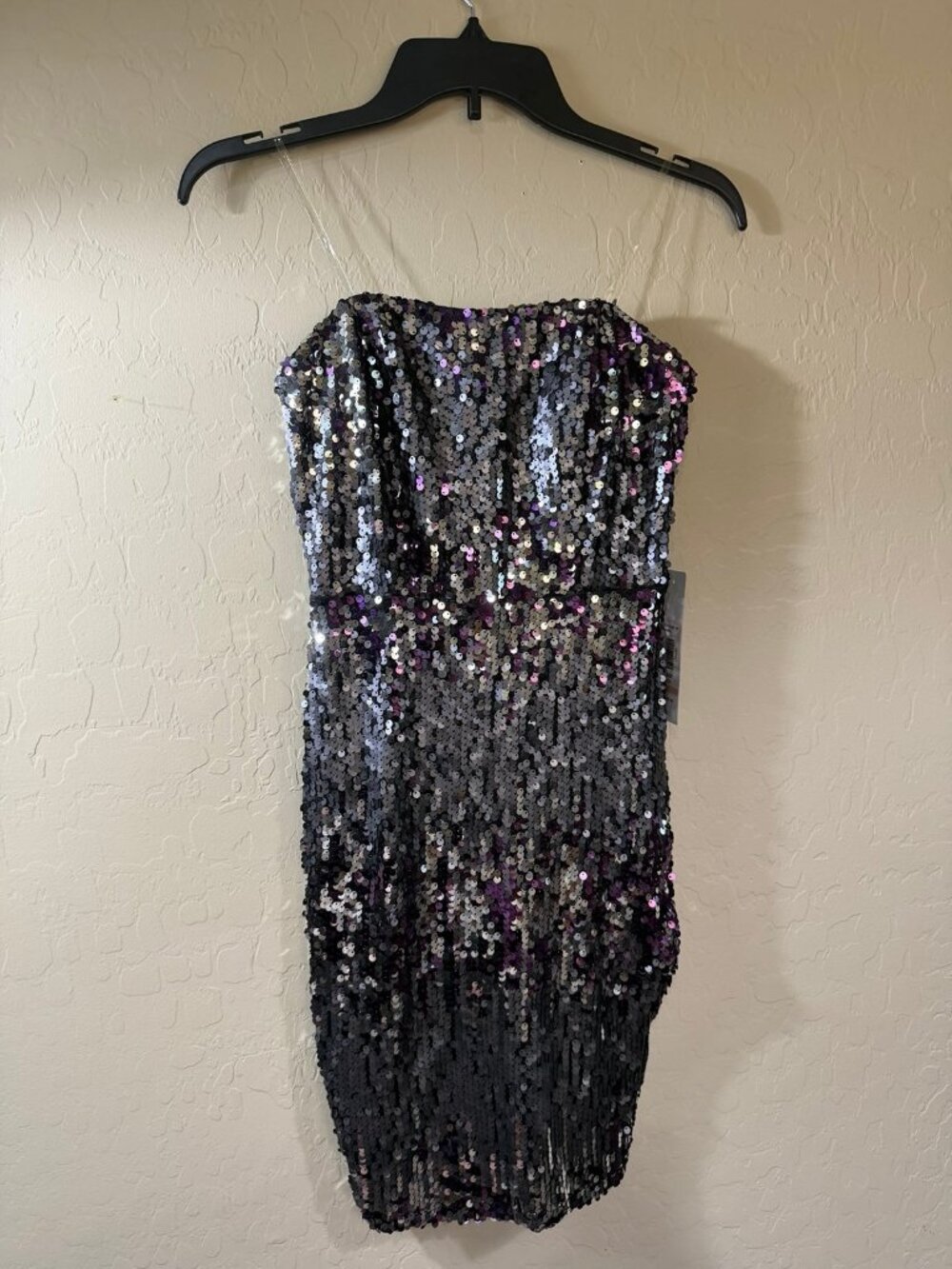 NWT Jump Apparel Purple Sequin Strapless Bodycon Mini Dress
